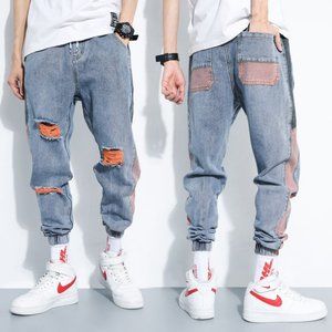 Ripped Jeans Men's Loose Large Size Hip Hop Jeans